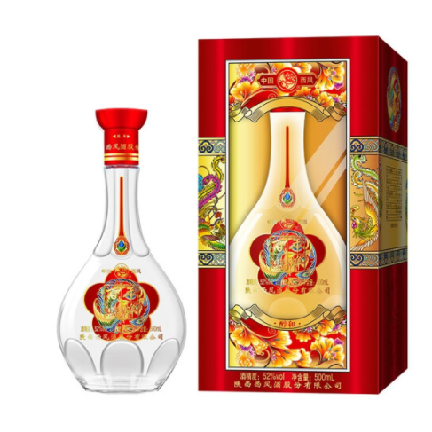 陜西西鳳酒百年鳳牌酒醇和口感濃香型52度白酒500ml單瓶裝