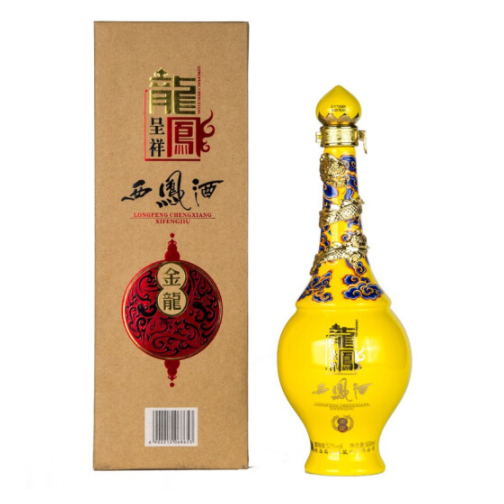 陜西西鳳酒龍鳳呈祥金龍口感綿柔鳳香型52度白酒500ml單瓶裝