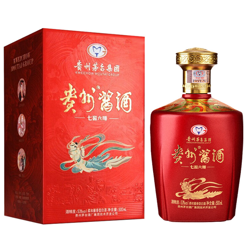 貴州茅臺(tái)集團(tuán)貴州醬酒七窖六順小紅壇飛天仙女圖口感醬香型53度白酒500ml單瓶裝