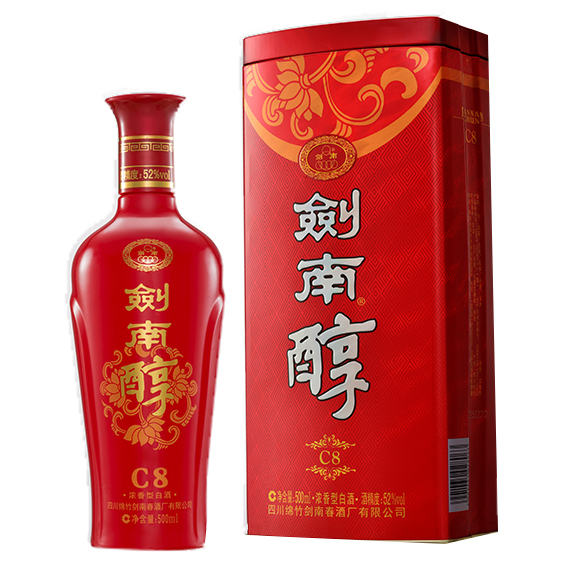 四川劍南春酒廠52度劍南醇C8口感濃香型白酒500ml單瓶裝