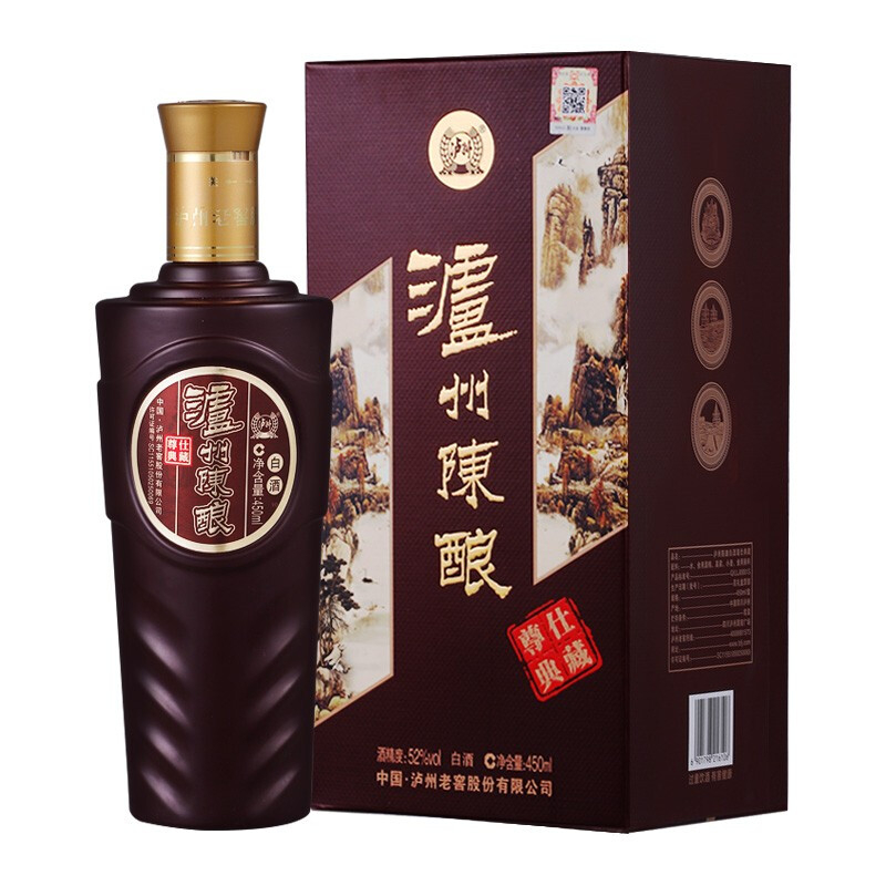 瀘州老窖尊仕典藏瀘州陳釀52度濃香型白酒450ml單瓶裝