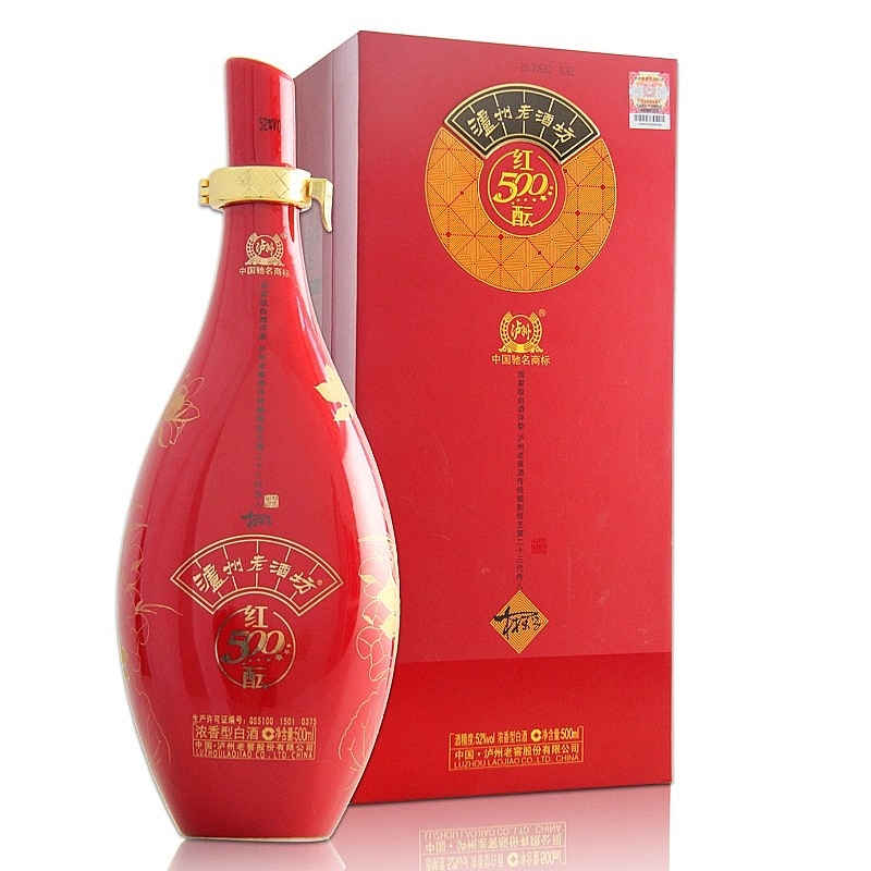 四川瀘州老窖瀘州老酒坊紅醞口感濃香型52度白酒500ml單瓶裝