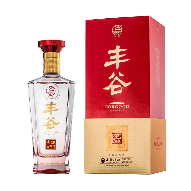 四川豐谷酒業(yè)豐谷52°度窖齡V30濃香型500ml單瓶裝