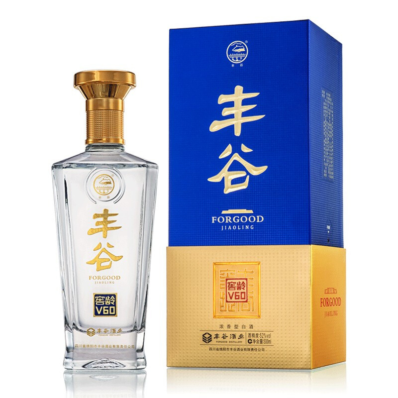 四川豐谷酒業(yè)豐谷52°度窖齡V60濃香型500ml單瓶裝