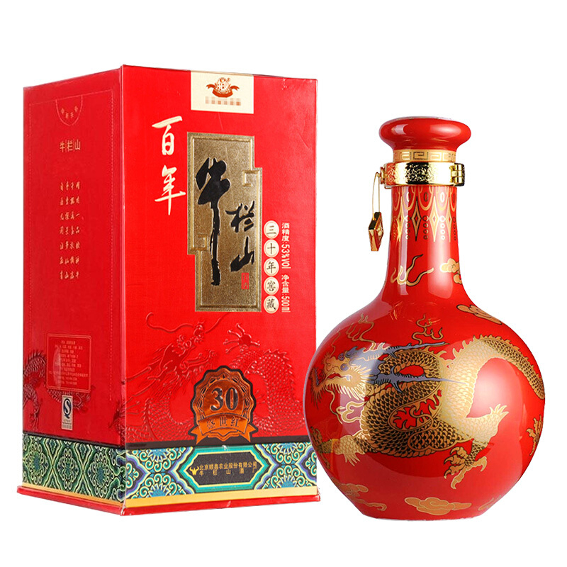 北京牛栏山酒业二锅头盛世红窖藏30年53度清香型白酒500ml单瓶装