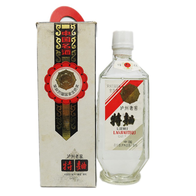 1987年瀘州老窖塑蓋方瓶特曲52度白酒500ml