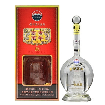 貴州茅臺集團(tuán)富貴萬年十周年慶典口感濃香型52度白酒500ml單瓶裝