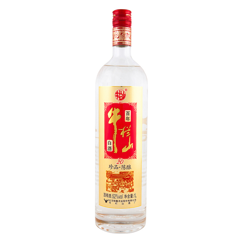 北京牛欄山酒業(yè)二鍋頭紅標(biāo)珍品陳釀20年土豪金52度濃香型白酒1000ml單瓶裝