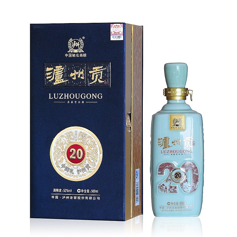 四川瀘州老窖瀘州貢20里飄香口感濃香型52度白酒500ml單瓶裝