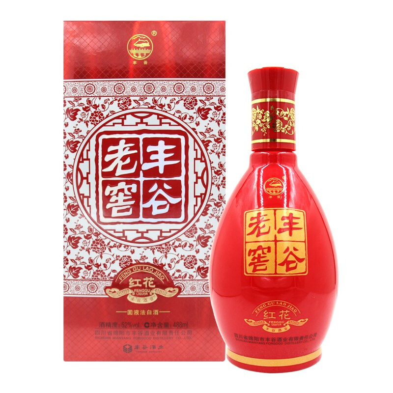 四川豐谷酒業(yè)豐谷老窖紅花酒52度濃香型488ml單瓶裝