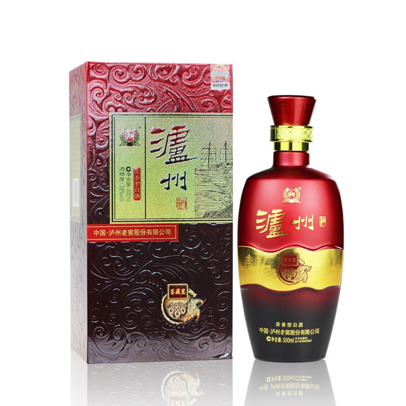 瀘州老窖瀘州鑒藏口感濃香型38度白酒500ml單瓶裝