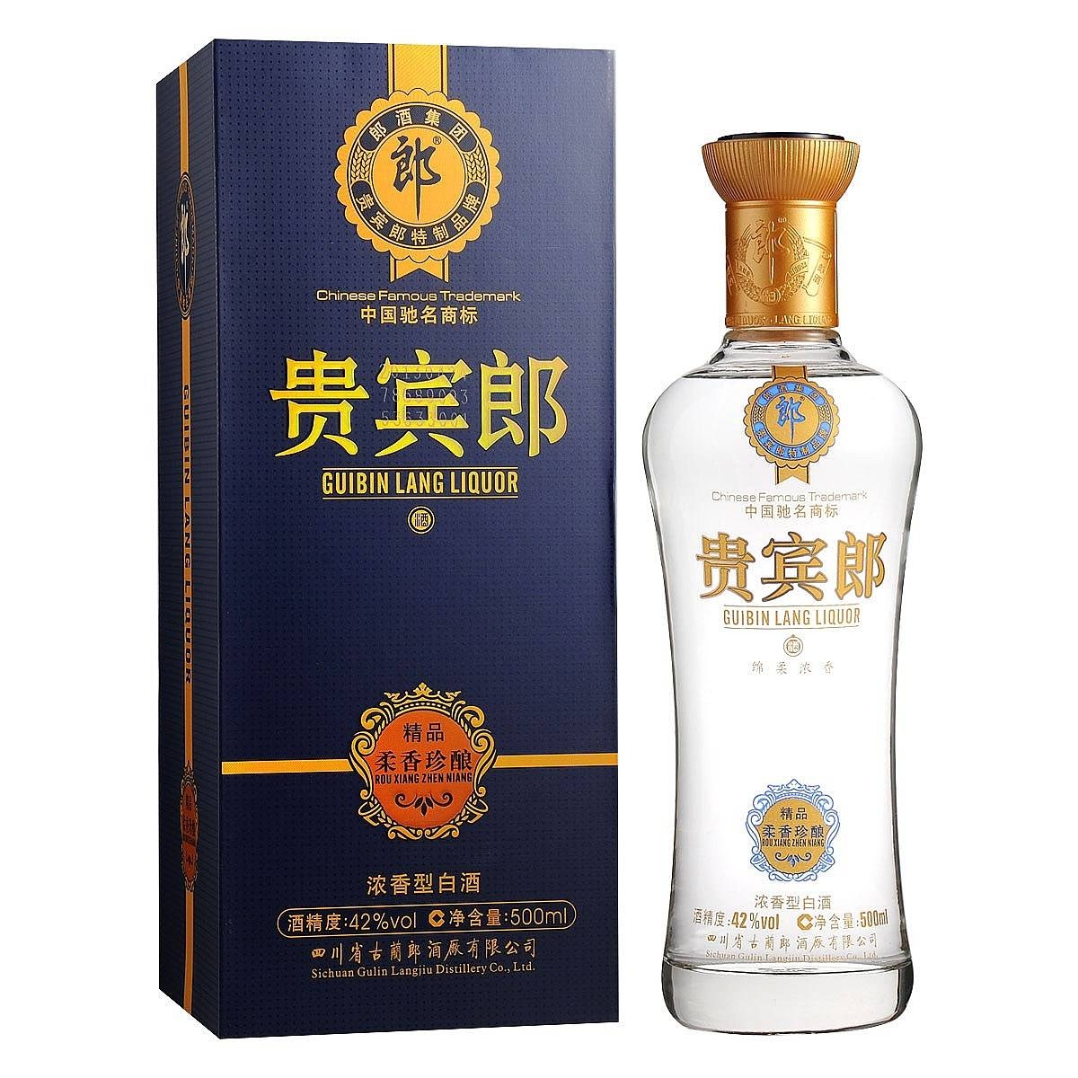 四川郎酒貴賓郎精品柔香珍釀口感濃香型42度白酒500ml單瓶裝