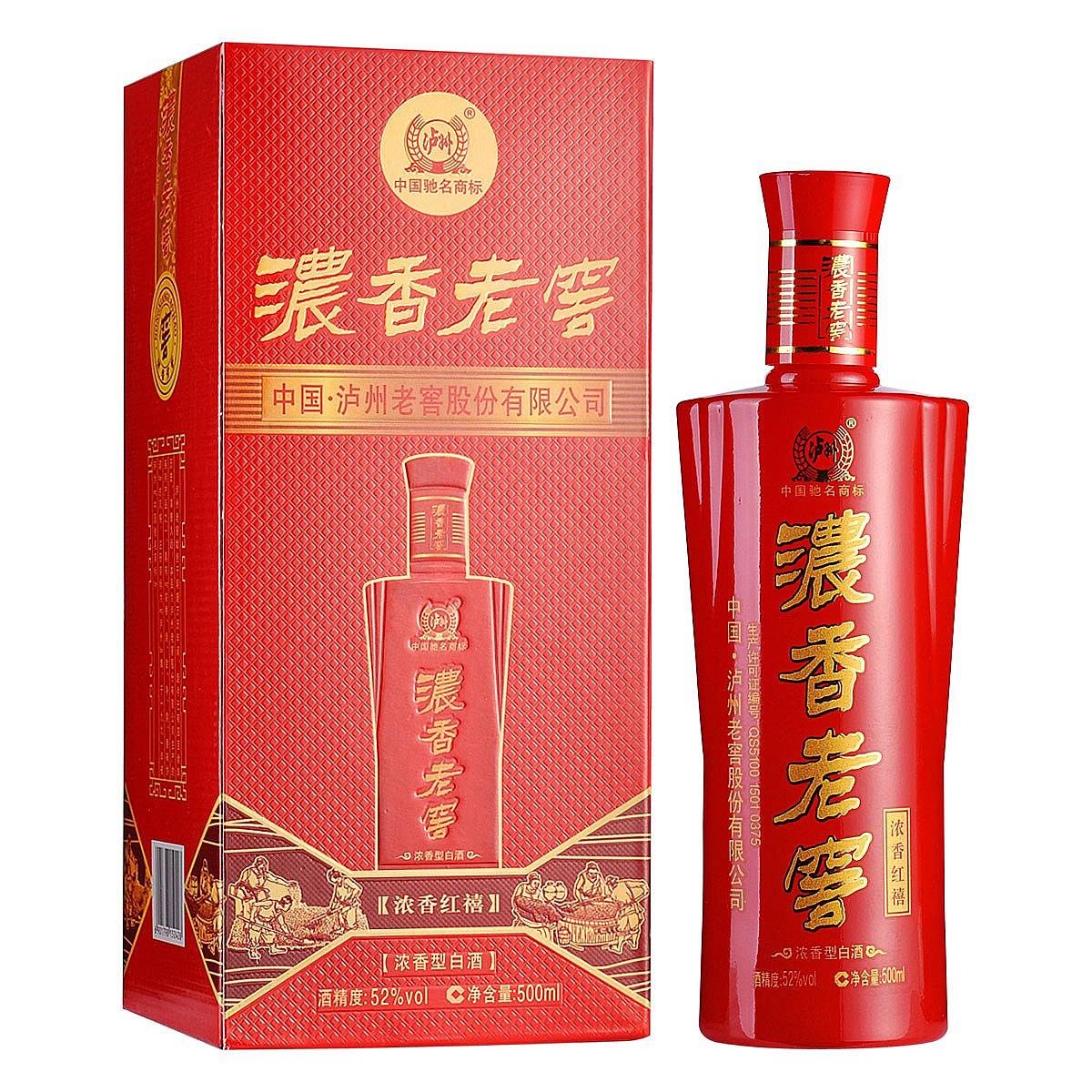 四川瀘州老窖濃香紅禧口感濃香型52度白酒500ml單瓶裝