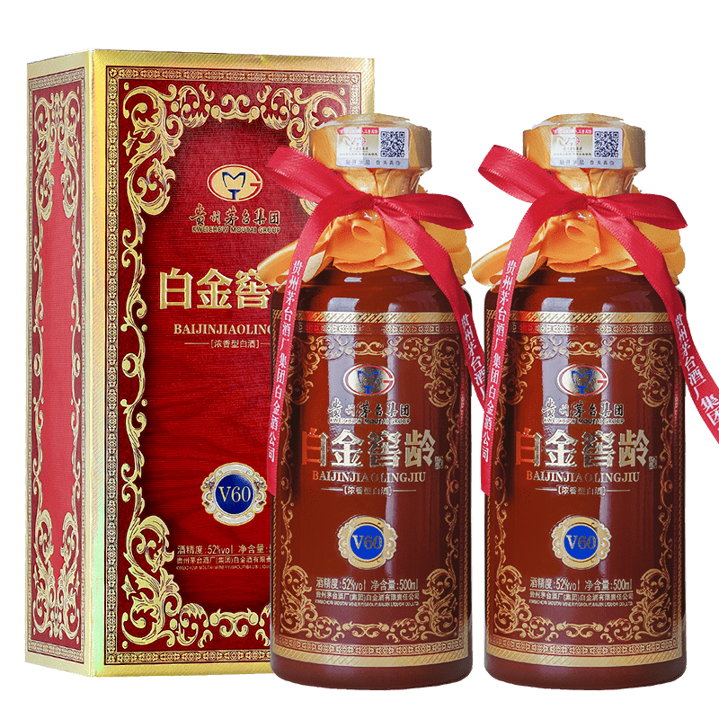 貴州茅臺集團白金窖齡酒V60深色禮盒口感醬香型53度白酒500ml單瓶裝