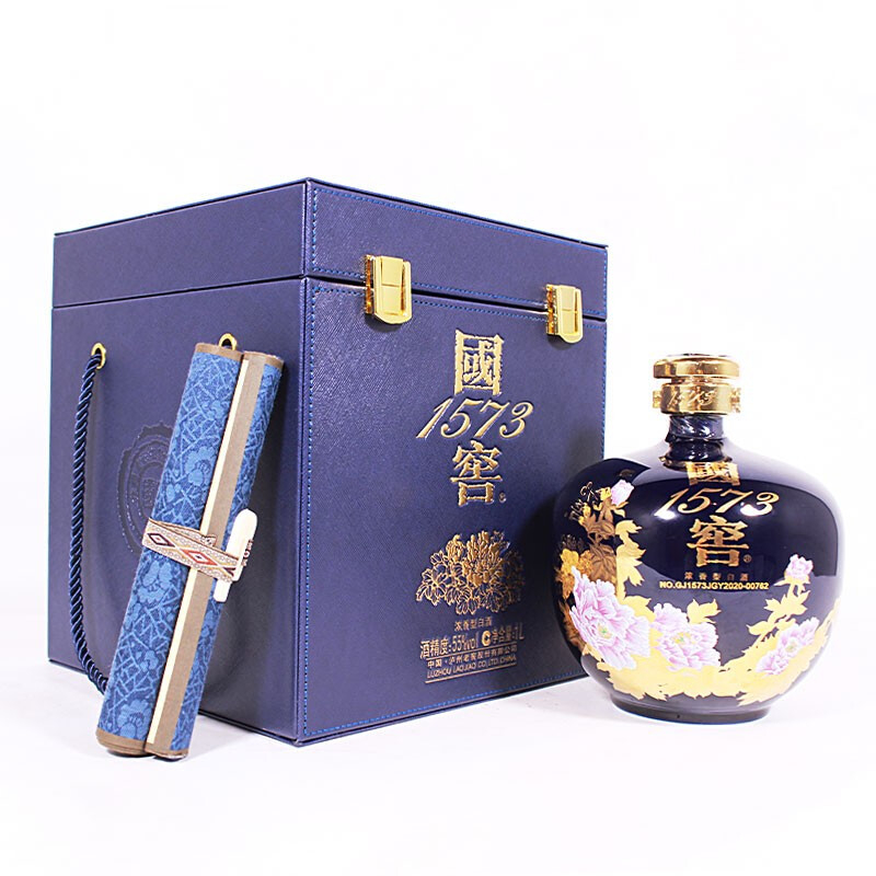 四川瀘州老窖國窖1573國韻藍(lán)口感濃香型55度白酒1000ml壇裝
