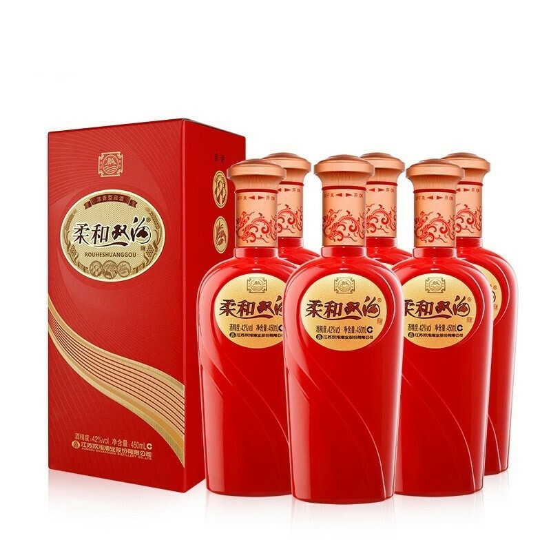 雙溝柔和雙溝紅精品52度濃香型白酒450ml