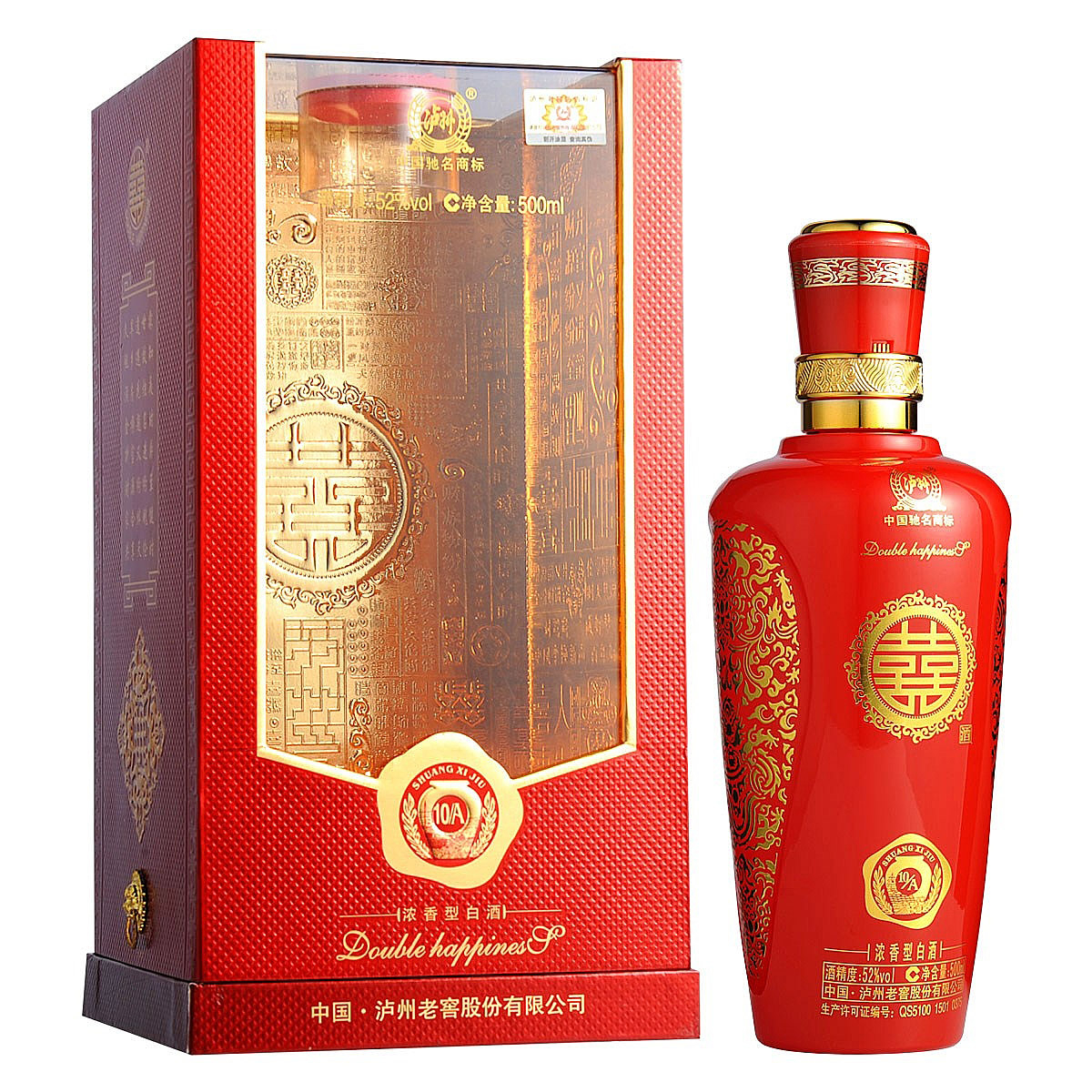 四川瀘州老窖雙喜酒A10口感濃香型52度白酒500ml單瓶裝