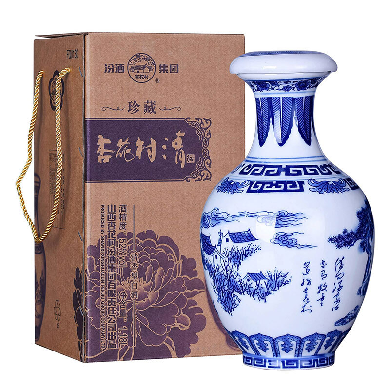 山西杏花村汾酒杏花村清酒珍藏52度清香型1180ml單瓶裝