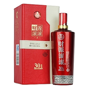 五糧液財源滾滾30年珍藏口感濃香型52度白酒500ml單瓶裝