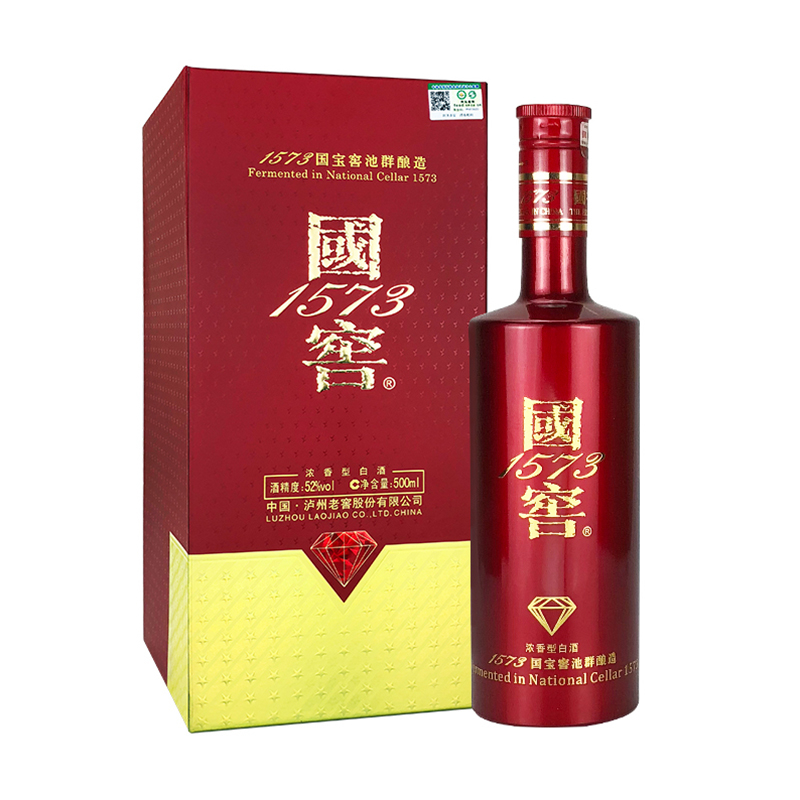 四川瀘州老窖國窖1573國寶紅口感濃香型52度白酒500ml單瓶裝