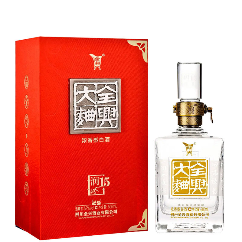 四川全興酒業(yè)52度大曲潤(rùn)15濃香型500ml單瓶裝