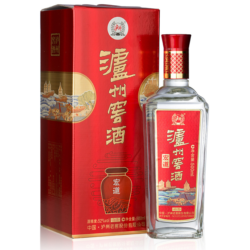 瀘州老窖瀘州窖酒宏道52度濃香型白酒500ml單瓶裝