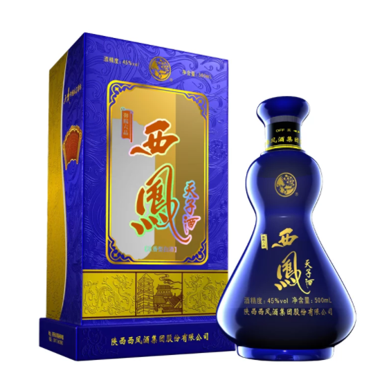 陜西西鳳天子酒御賜六品藍瓶口感濃香型45度白酒500ml單瓶裝