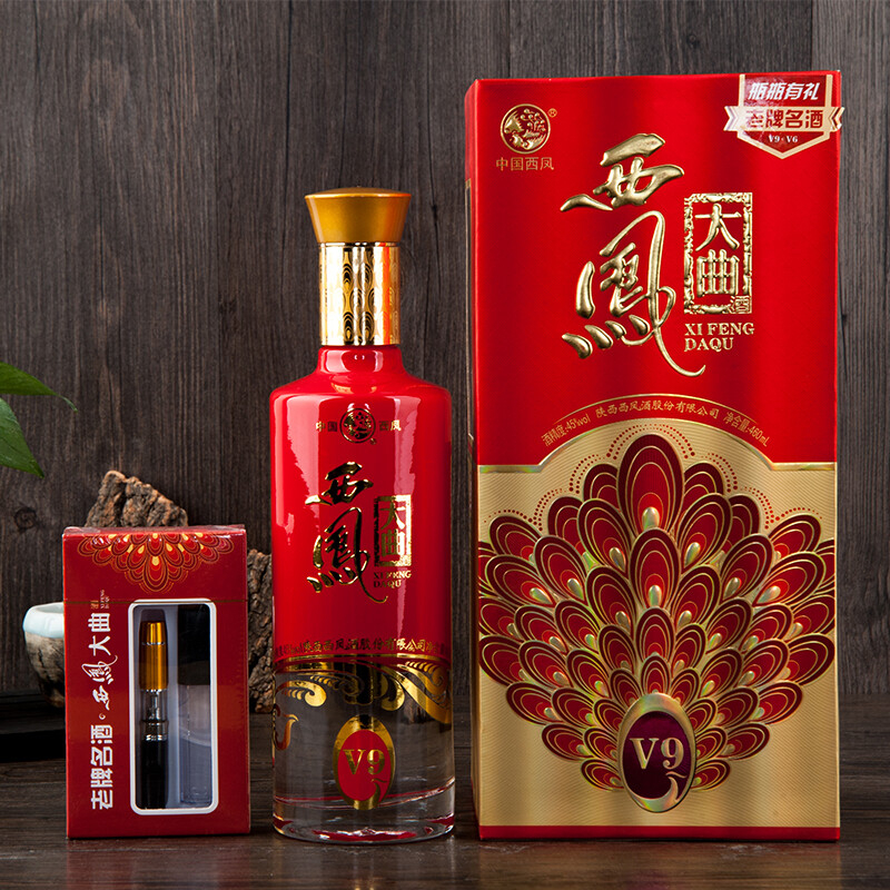 陜西西鳳酒2015年大曲酒V9口感綿柔鳳香型45度白酒460ml單瓶裝