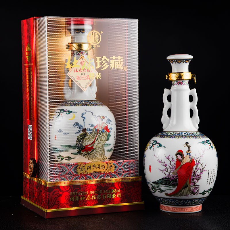 洛陽杜康酒珍藏四季風韻四大美女口感濃香型52度白酒968ml單瓶裝