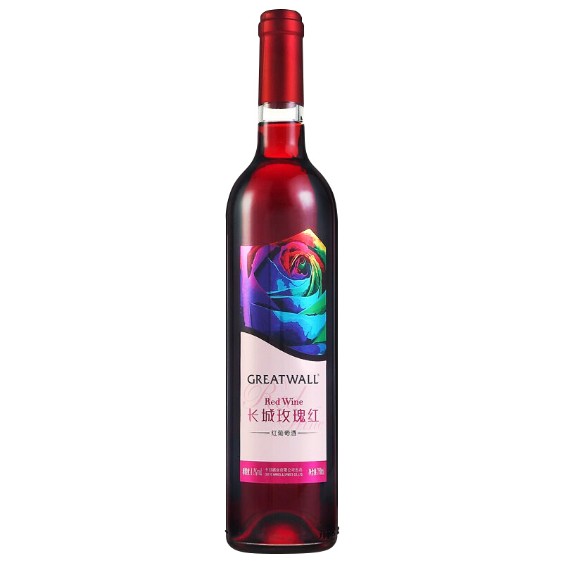 長(zhǎng)城玫瑰紅甜型紅葡萄酒單支750ml