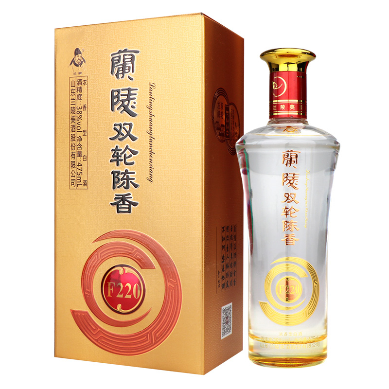山東蘭陵美酒雙輪陳香F220 38度濃香型475ml單瓶裝