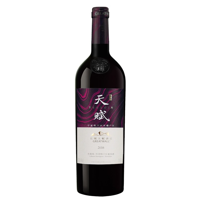 長城紅酒天賦酒莊赤霞珠丹菲特干紅葡萄酒750ml單支裝