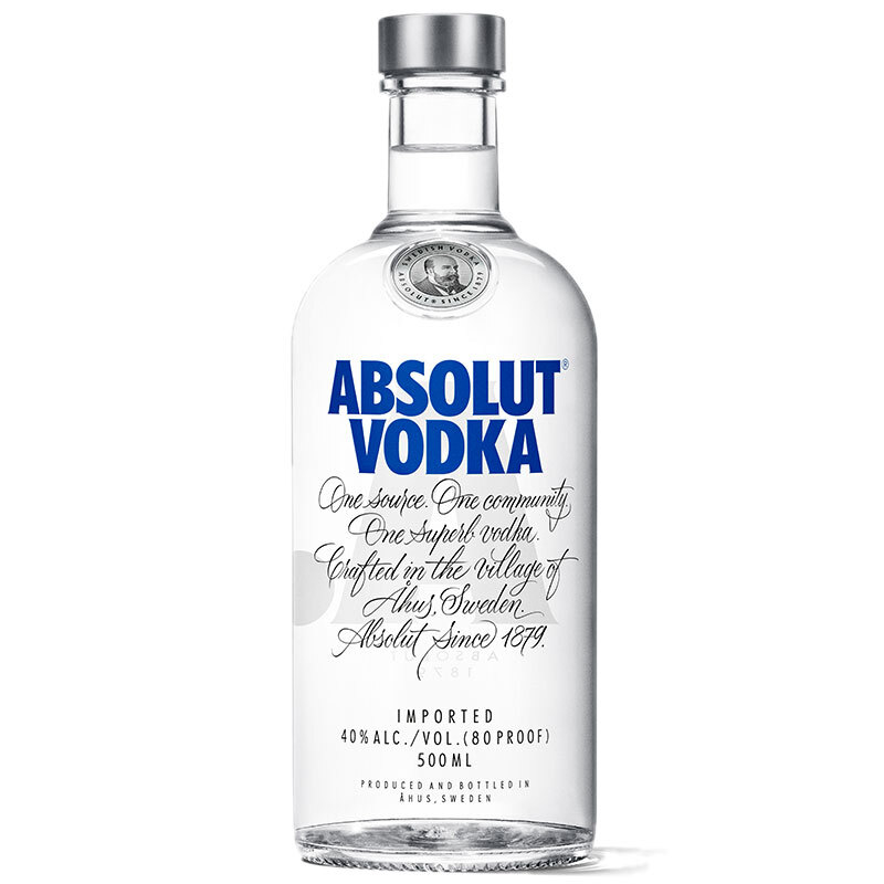 絕對(duì)伏特加（Absolut Vodka）洋酒原味伏特500ml單瓶裝