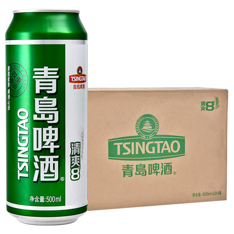 青島啤酒（Tsingtao）清爽8度500ml*24聽