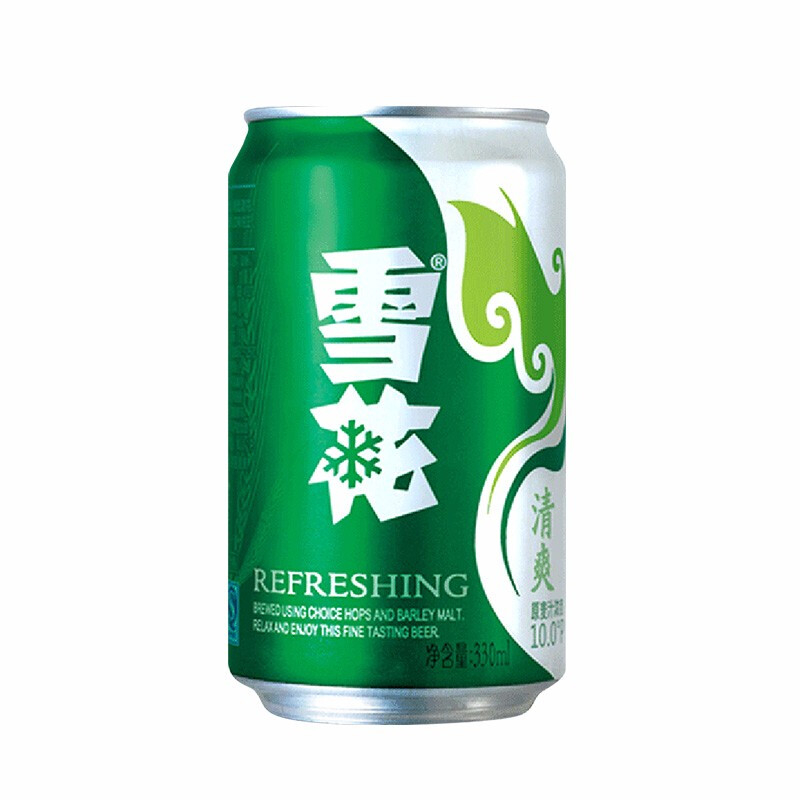 雪花（SNOW）啤酒清爽8度330ml*24聽一箱單罐