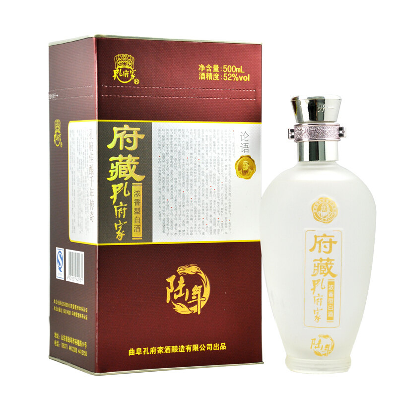 山東孔府家白酒府藏六年38度濃香型500ml單瓶裝