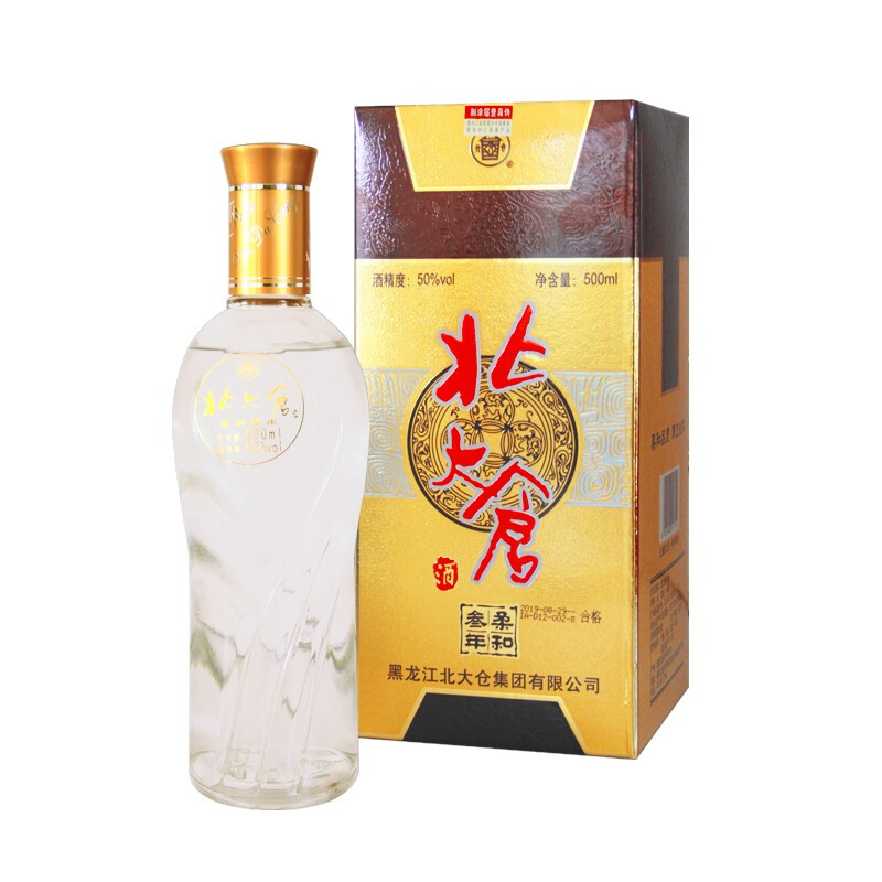 黑龍江北大倉白酒柔和叁年酒50度濃香型500ml單瓶裝