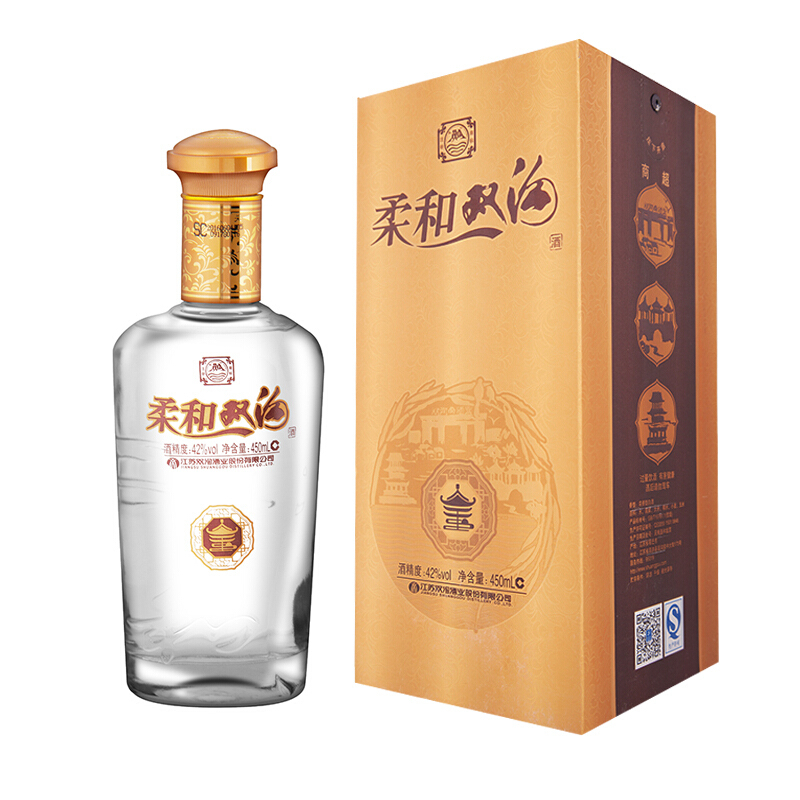江蘇省雙溝酒2017年產金柔和42度濃香型450ml單瓶裝