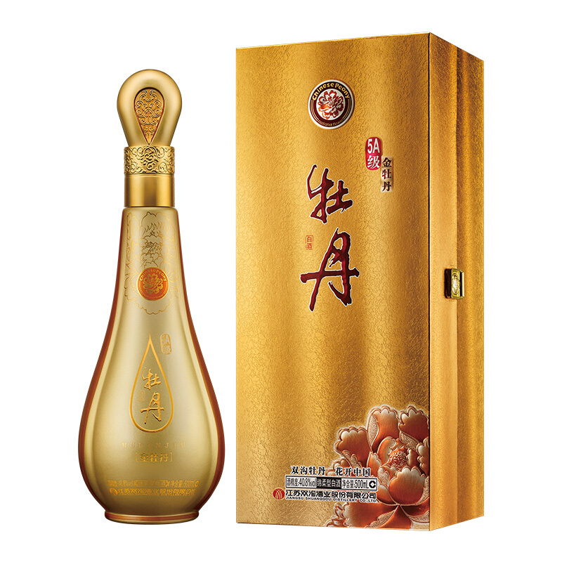 江蘇省雙溝酒牡丹系列5A金牡丹408度濃香型500ml單瓶裝