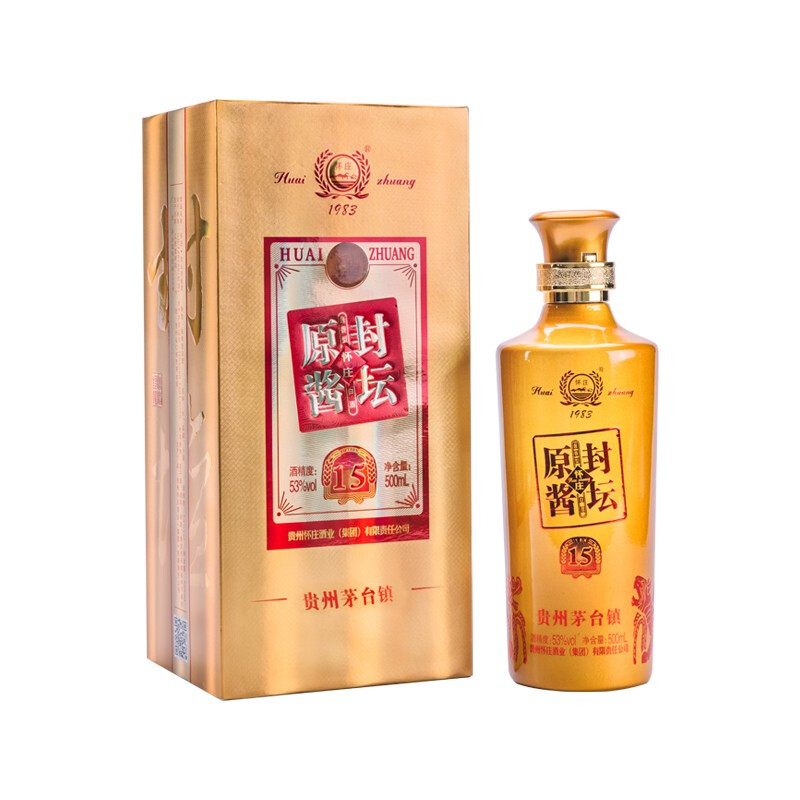茅臺鎮(zhèn)懷莊原醬封壇15年53度醬香型500ml單瓶裝