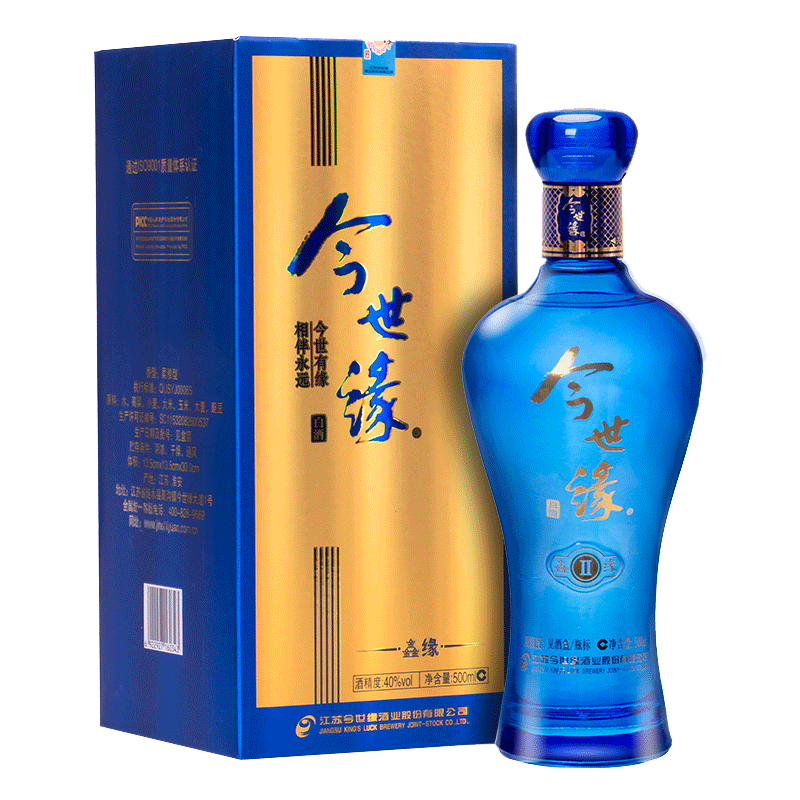 今世緣酒業(yè)藍(lán)鑫緣40度柔雅濃香型500ml單瓶裝