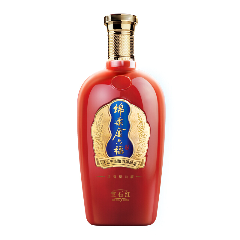 金六福酒寶石紅50度綿柔濃香型500ml單瓶裝