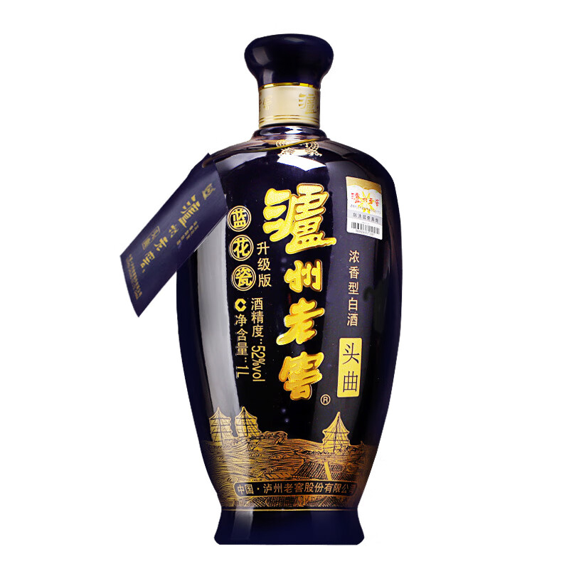 瀘州老窖藍花瓷頭曲52度濃香型白酒1000ml