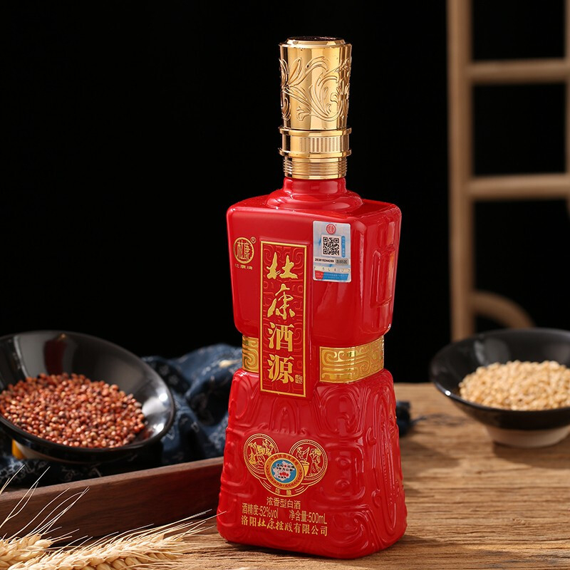 洛陽(yáng)杜康酒源陳釀口感濃香型52度白酒500ml單瓶裝
