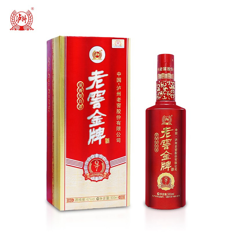 四川瀘州老窖金牌Q7口感濃香型42度白酒500ml單瓶裝