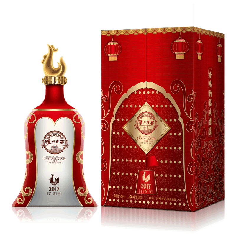 瀘州老窖雞年新春生肖紀(jì)念酒口感濃香型52度白酒1088ml單瓶裝