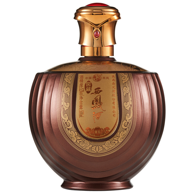 陜西西鳳酒窖藏小福壇棕色口感綿柔鳳香型52度白酒500ml壇裝