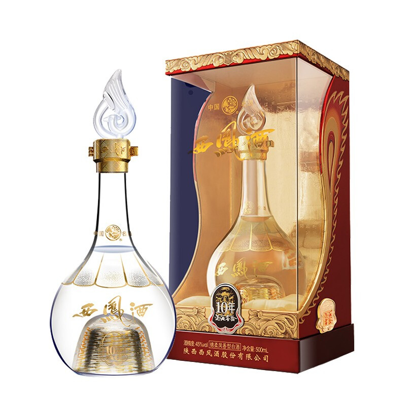 陜西西鳳酒酒海窖齡10年口感綿柔鳳香型45度白酒500ml單瓶裝