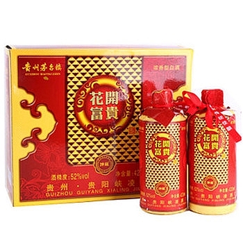 貴州茅臺集團(tuán)貴州特醇坤藏花開富貴禮盒口感濃香型52度白酒500ml*2禮盒裝