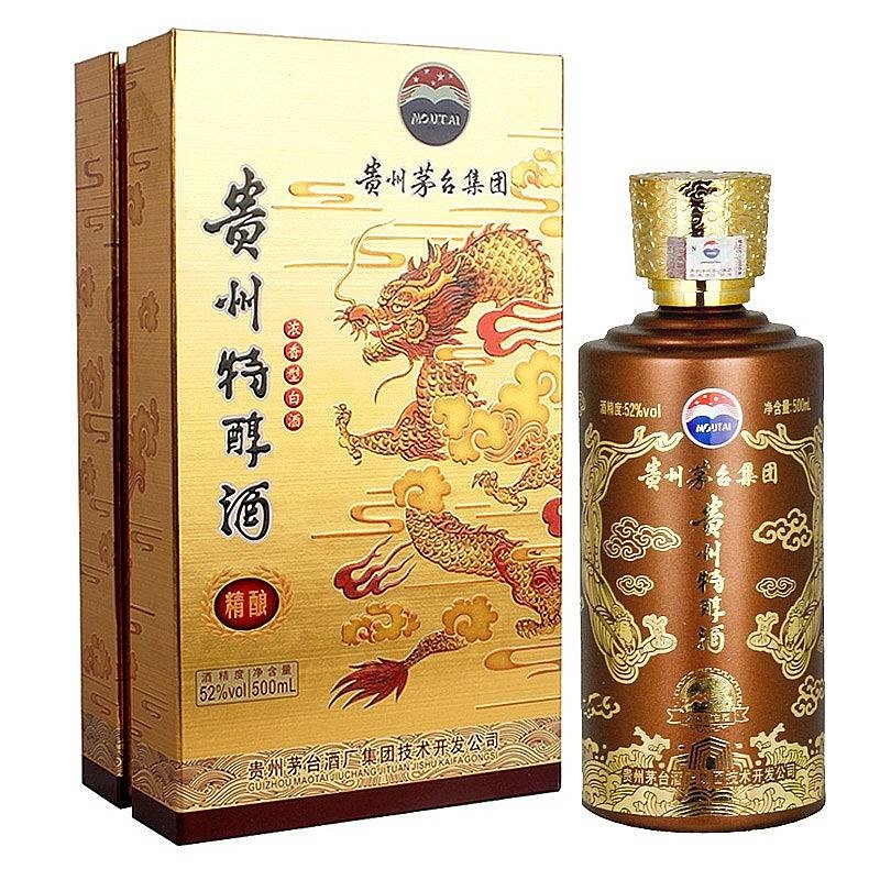 貴州茅臺(tái)集團(tuán)貴州特醇精釀龍盒口感濃香型52度白酒500ml單瓶裝